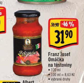 Albert Franz josef omáčka na těstoviny nabídka
