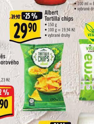 Albert Albert tortilla chips nabídka