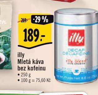 Albert Illy mletá káva bez kofeinu nabídka