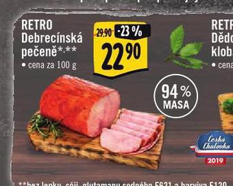Albert Retro debrecínská pečeně nabídka