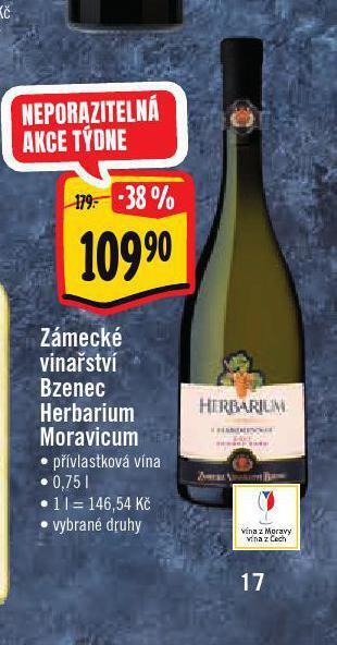 Albert Zámecké vinařství bzenec herbarium moravicum nabídka