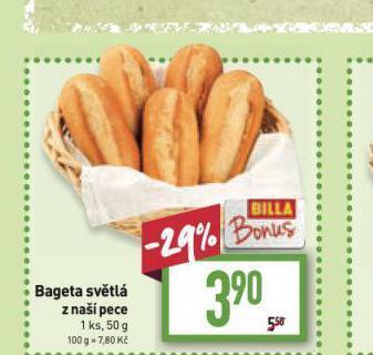 Billa Bageta světlá nabídka