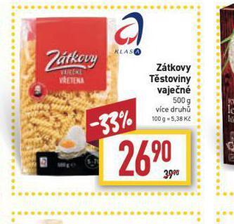 Billa Zátkovy těstoviny vaječné nabídka