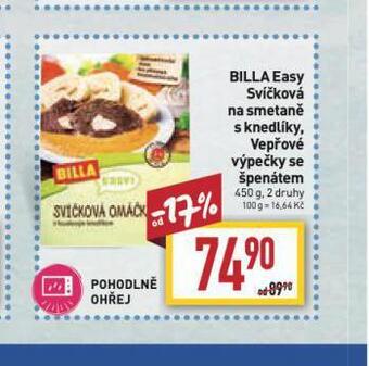 Billa Billa easy vepřové výpečky se špenátem nabídka