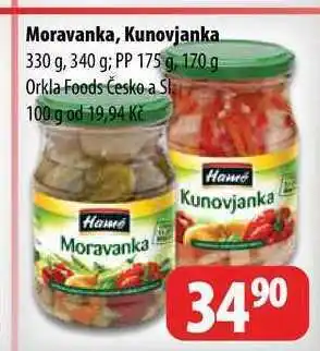 Moravanka, kunovjanka 330 g, 340 g; pp 175 g, 170 g