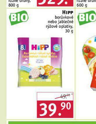 Rossmann Hipp borůvkové, jablečné oplatky nabídka