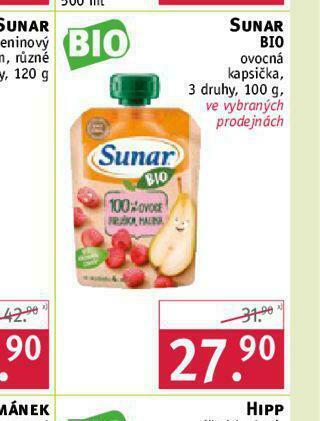 Rossmann Sunar bio ovocná kapsička nabídka