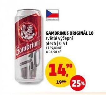 Penny Market Pivo gambrinus originál 10 nabídka