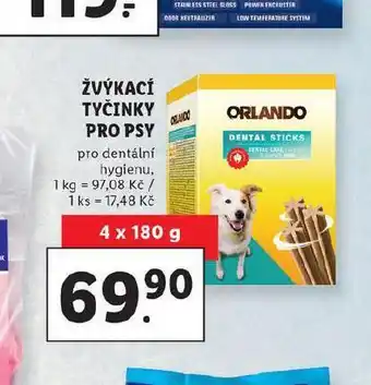 Lidl Orlando žvýkací tyčinky pro psy nabídka