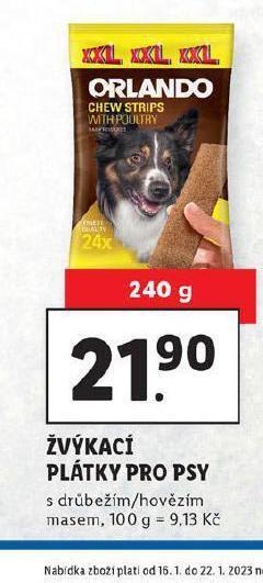 Lidl Orlando žvýkací plátky pro psy nabídka