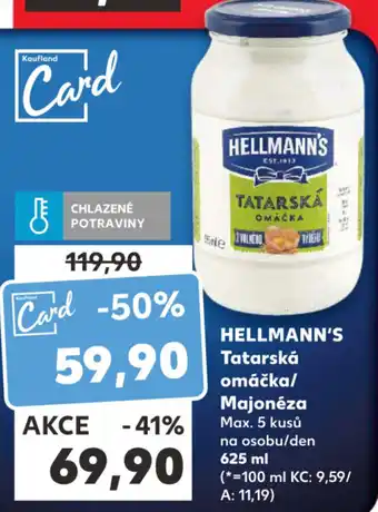 Kaufland Hellman's Tatarská omáčka/Majonéza 625ml nabídka