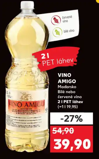 Kaufland Vino Amigo Maďarsko Bílě nebo červené víno, 2l nabídka