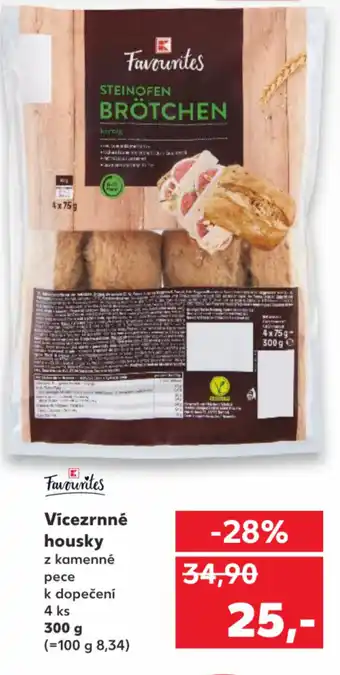Kaufland Vicezrnné housky z kamenné pece k dopečení, 4ks, 300g