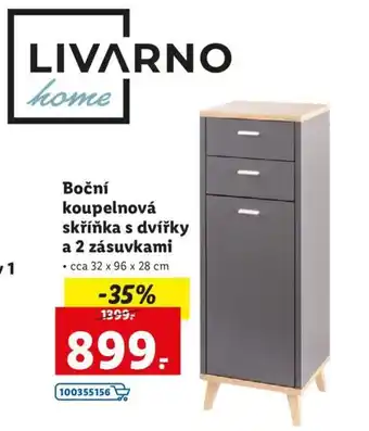 Lidl Livarno home boční koupelnová skříňka s dvířky a 2 zásuvkami nabídka