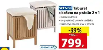 Wenko taburet s košem na prádlo 2v1 39x52x39cm