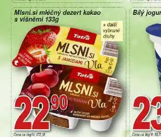 Hruška Mlsni.si mléčný dezert kakao s višněmi nabídka