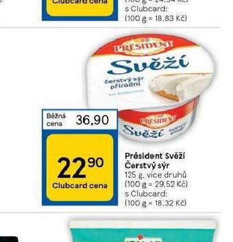 Tesco Président svěží čerstvý sýr nabídka