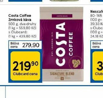 Tesco Costa coffee zrnková káva nabídka