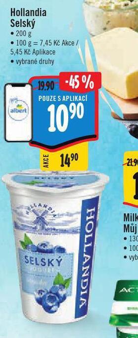 Albert Hollandia selský jogurt nabídka