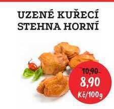 RABBIT řeznictví Uzené kuřecí stehna horní, 100 g nabídka