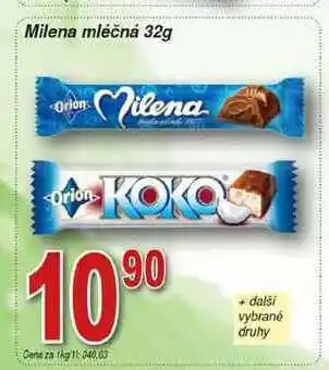 Hruška Orion milena mléčná tyčinka 32g nabídka