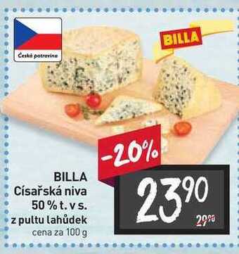 Billa Billa císařská niva 50% t. vs. z pultu lahůdek cena za 100 g nabídka