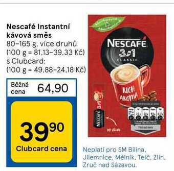 Tesco Nescafé instantní kávová směs 80-165 g nabídka