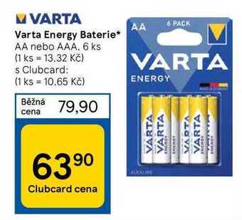 Tesco Varta energy baterie* aa nebo aaa, 6 ks nabídka