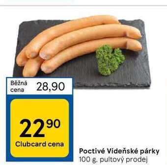 Tesco Poctivé vídeňské párky 100 g nabídka