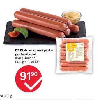 Tesco Dz klatovy kuřecí párky pochoutkové 850 g nabídka