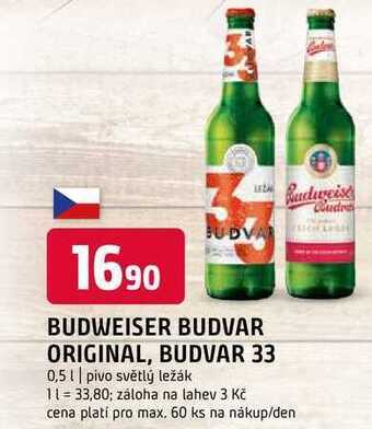 Terno Budweiser budvar original, budvar 33 0,5 l nabídka