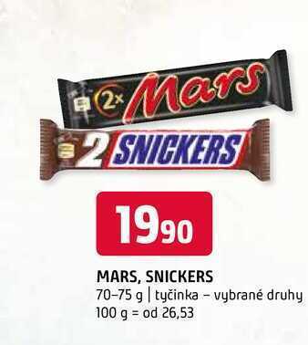 Terno Mars, snickers 70-75 g nabídka