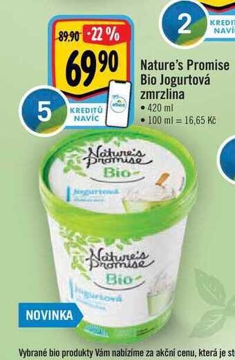 Albert Nature's promise bio jogurtová zmrzlina 420 ml nabídka