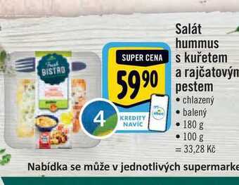 Albert Salát hummus s kuřetem a rajčatovým pestem 180 g nabídka