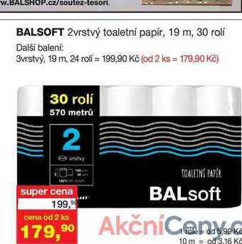 Ráj drogerie Balsoft 2vrstvý toaletní papír, 30 rolí nabídka