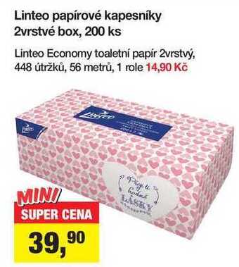 Šlak Linteo papírové kapesníky 2vrstvé box, 200 ks nabídka