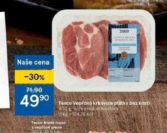 Tesco Vepřvá krkovice plátky bez kosti nabídka