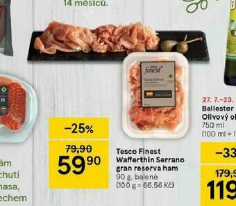 Tesco Tesco finest wafferthin serrano gran reserva ham nabídka