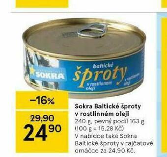 Sokra baltické šproty v rostlinném oleji