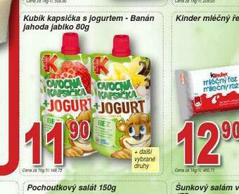 Lidl Kubík kapsičky s jogurtem - banán jahoda jablko nabídka