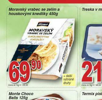 Lidl Moravský vrabec se zelím a houskovými knedlíky nabídka