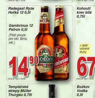 Lidl Pivo radegast ryze hořká 12 nabídka