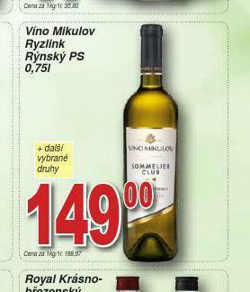 Lidl Víno mikulov ryzlink rýnský ps nabídka