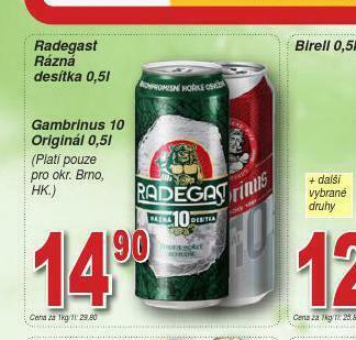 Lidl Pivo gambrinus original nabídka
