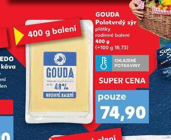 Kaufland Gouda polotvrdý sýr plátky nabídka