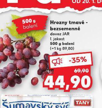 Kaufland Hrozny tmavé bezsemenné nabídka