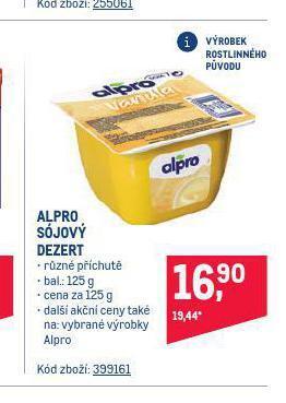Makro Alpro sójový dezert nabídka