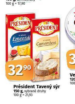 Coop Président tavený sýr nabídka