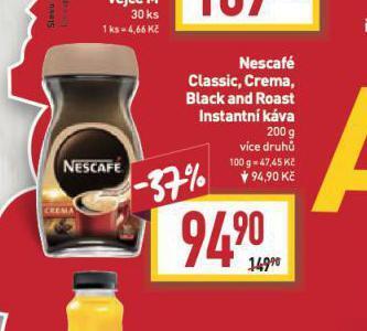 Billa Nescafé classic, crema instantní káva nabídka