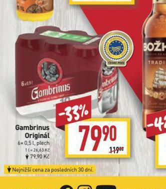 Billa Pivo gambrinus originál nabídka